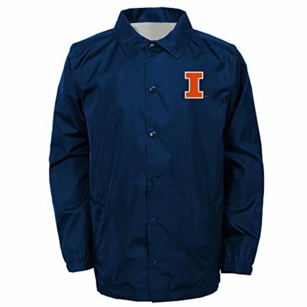 NWT [Gen2] Illinois Fighting Illini NCAA Button-Up Coaches Jacket Youth L 14/16